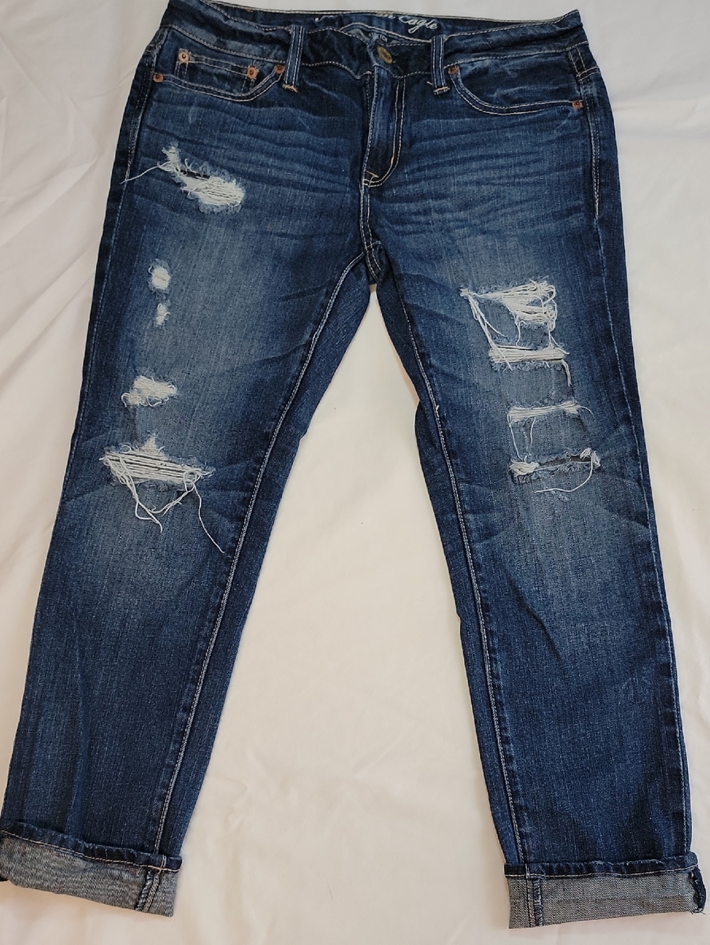 Y2K AE Slouchy Boyfriend Crop Distressed Jeans